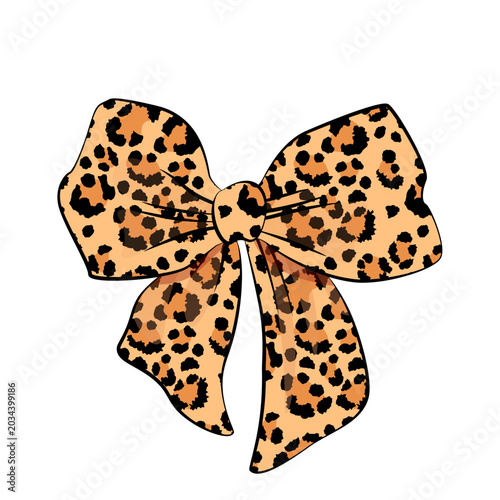 Cheetah coquette preppy bow with leopard pattern