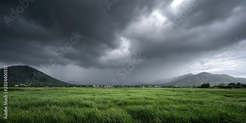 Monsoon season - rainclouds over landscape in the southwest, Tucson Arizona regional weather