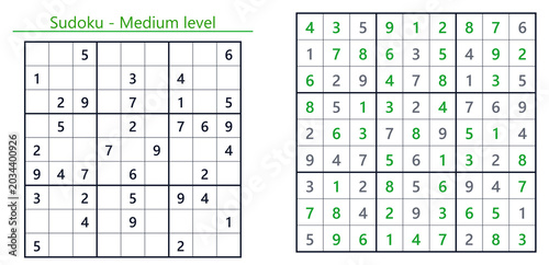 Photography Classic Sudoku puzzle grid for medium level gameplay