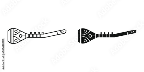 Foto Black and white line of two musical instruments line musical instruments