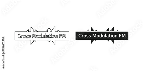 Fotografie Black and white radio station with waveforms and text