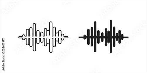 Fotografía Black and white sound wave with varying line thickness