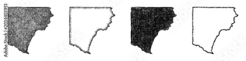 Photos Sketch Forsyth County (Georgia) outline map design set