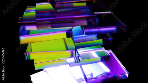 Bild auf Leinwand Dispersion glass blocks. Computer generated render