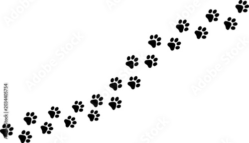 Paw print cat, dog, puppy pet trace. Flat style