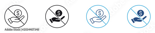 Photos No Payment and Cash Restriction Icon Set