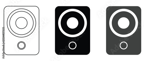 Cuadro en lienzo Speaker audio equipment icons in line and solid fills showing woofer and tweeter for sound systems