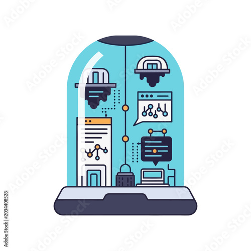 Data Analytics and Security Concept Flat Vector Illustration
