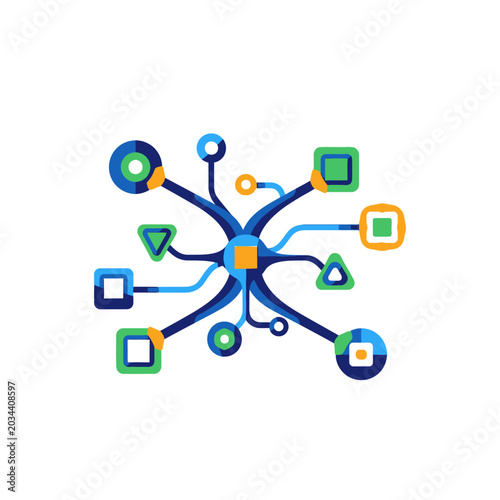Abstract Digital Connectivity Network Icon on White Background