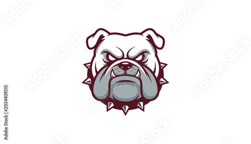 Foto Vector illustration of angry bulldog head with spikes