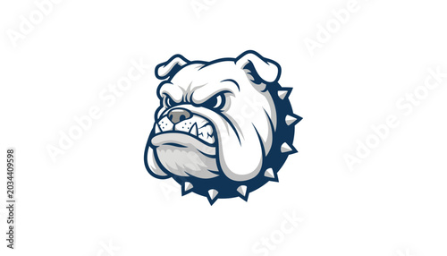 Canvas Print Bulldog Head Illustration with Spiked Collar