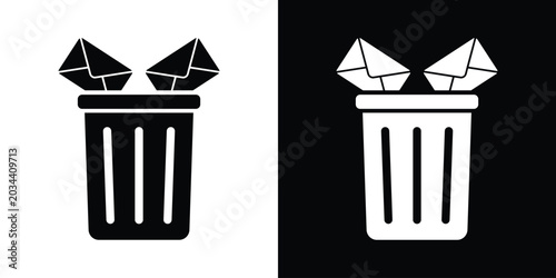 Photography Minimalist vector icon of mail envelopes thrown into a trash can