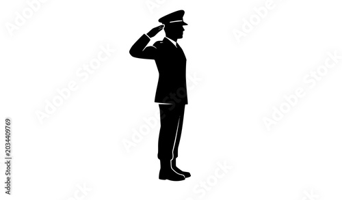 Konstfotografi Military soldier salute silhouette vector illustration honor and respect icon on