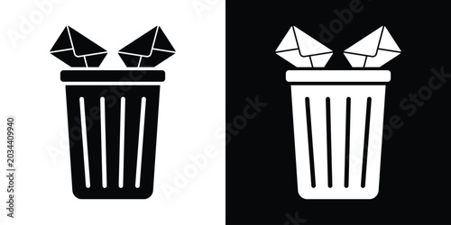 фотографія Minimalist vector icon of mail envelopes thrown into a trash can