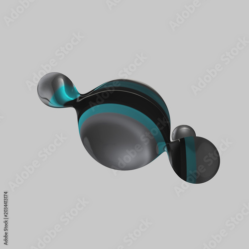 Glossy metal silver liquid organic metaballs