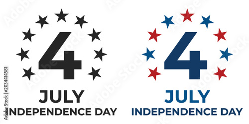 Celebration of Independence Day with 4th July Typography and Star Decorations on Dark Background