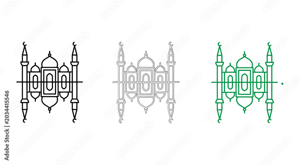 Obraz premium Elegant green castle with towers and arches in a fantasy style Vector