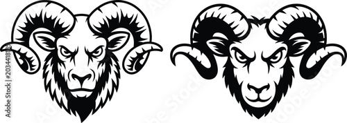 Photos Ram head vector icons - two variations with male animal male mammal curled horns