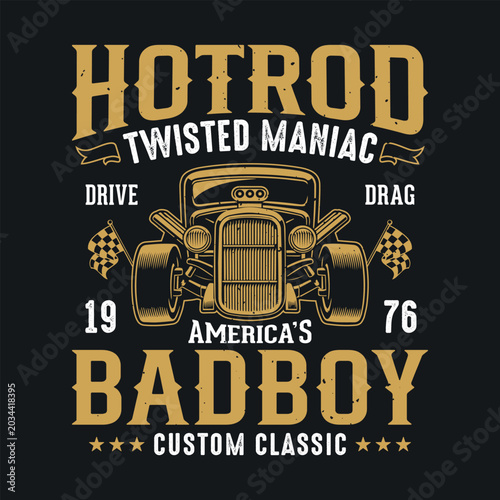 Tableau sur toile Hotrod twisted maniac drive 1976 drag America’s badboy custom classic - Hot Rod