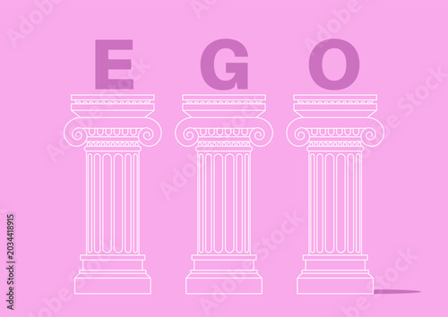 Schilderij op canvas A giant human ego humorously lounges atop an ancient Greek pillar, turning class
