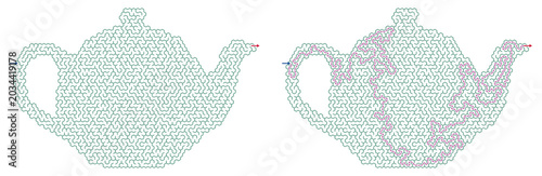 Photos Maze design featuring intricate teapot outline illustration