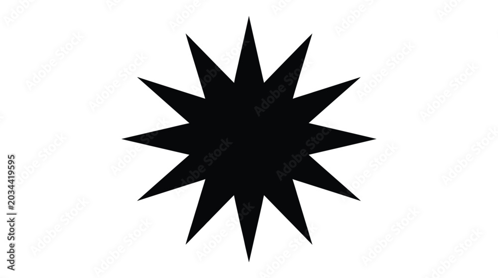Fototapeta premium Black starburst shape on a white background simple silhouette design