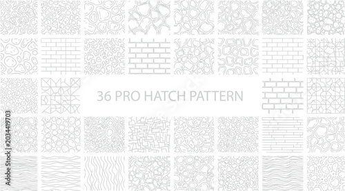 Fotografie Collection of thirty six professional hatch patterns for architectural drafting
