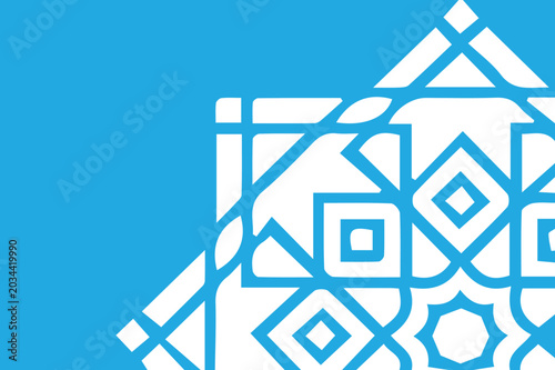 Canvas Print Blue and white geometric pattern with islamic tile design