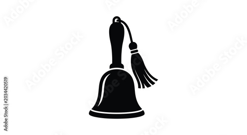 Obraz na płótnie Hand bell with tassel black silhouette