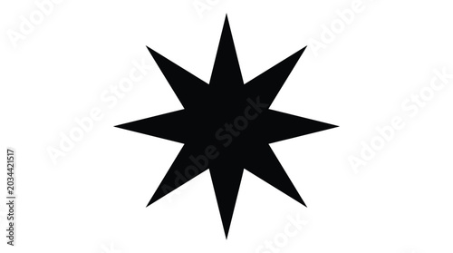 Eight pointed star silhouette on a white background simple graphic design