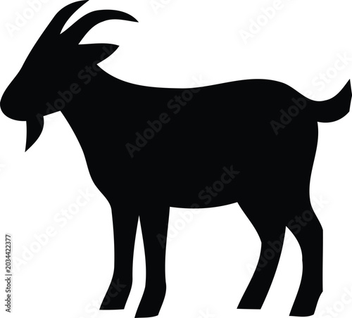 Принти на полотні Black silhouette of a goat standing on transparent background