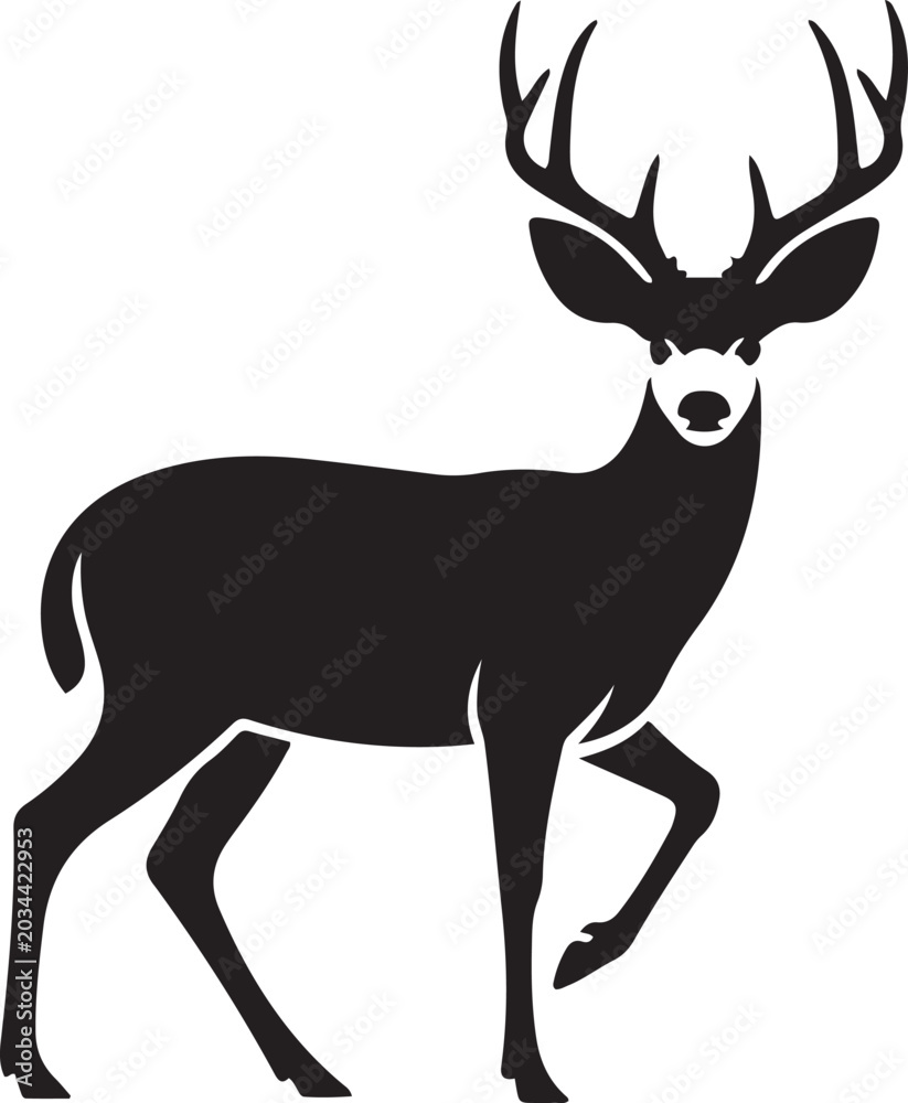 Fototapeta premium Mule deer animal silhouette. Vector image. logo Vector Black silhouette