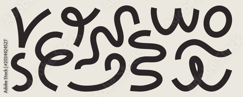 Hand drawn abstract brush shapes and scribble elements set with crayon, ink or marker strokes. Wavy, bold and organic forms with grunge texture. Perfect for backgrounds, posters and modern design.