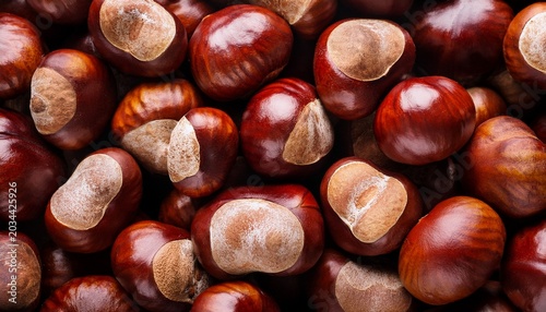 Obraz na płótnie Horse Chestnut Tree Conker Nuts Background Texture Detail