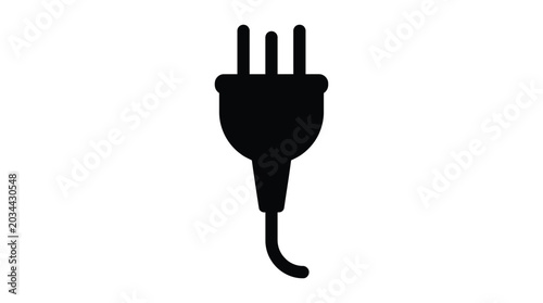 Photos Three prong Electrical Plug Silhouette On White Background