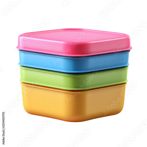 Plastic colorful container isolated on a transparent background