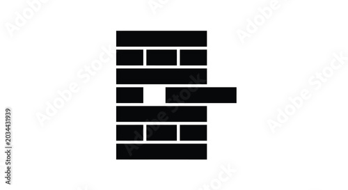 Konstfotografi Brick wall silhouette with staggered arrangement black on white background silho