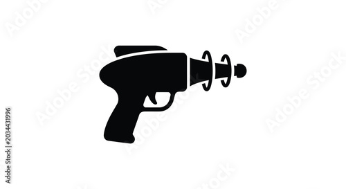 Konstfotografi Ray Gun Silhouette Black Shape On White Background