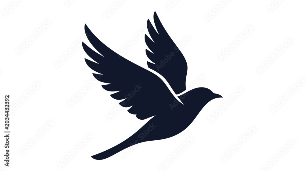 Fototapeta premium Silhouette of a bird in flight wings spread with silhouette