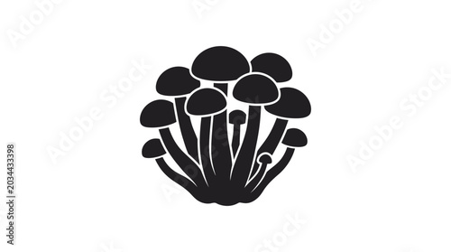 Obraz na płótnie Cluster Of Mushrooms Black Silhouette On White Background