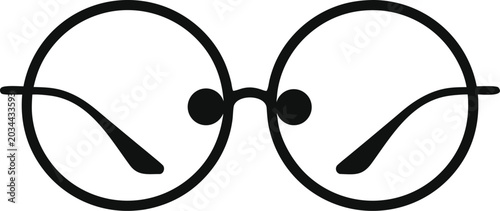 Round Eyeglasses Icon Vector, Minimal Optical Glasses Line Art