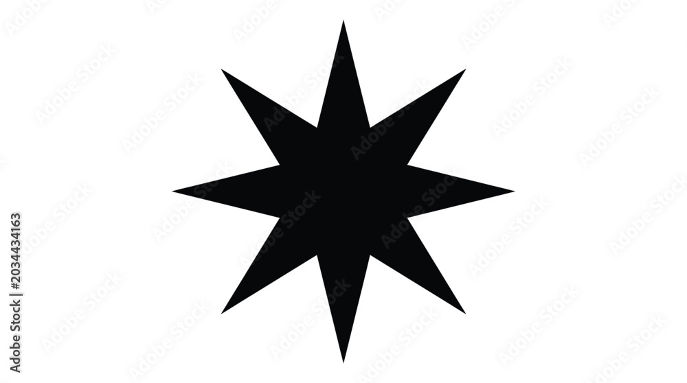 Fototapeta premium Eight pointed star silhouette on a white background simple graphic design