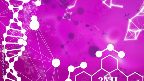 Sparkles blinking starting network glow, white DNA helix sending links outward revealing 2NH3
