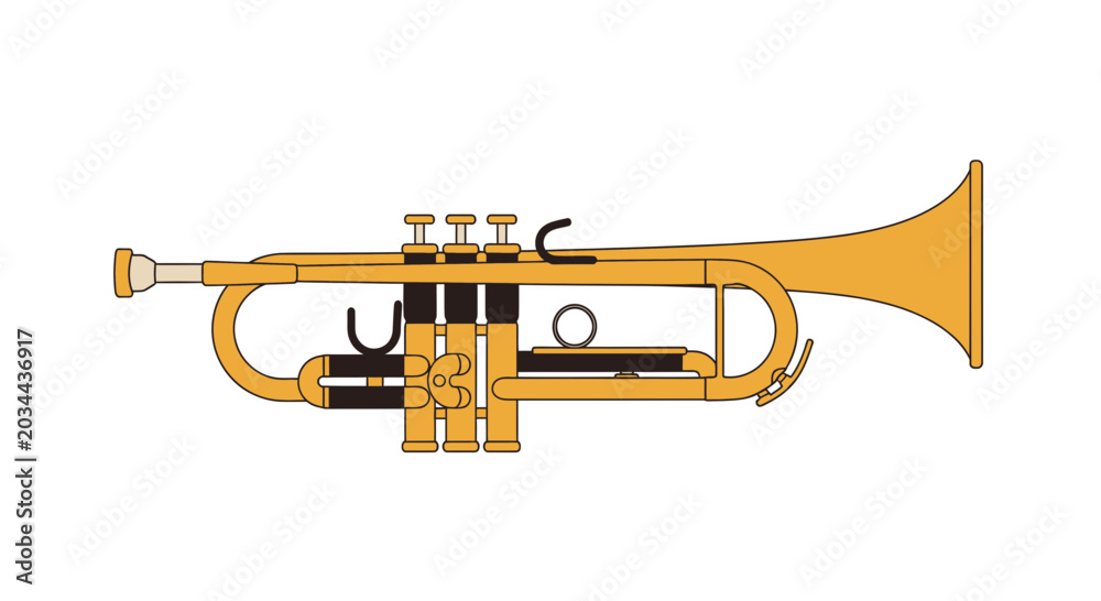 Obraz premium Golden Trumpet Musical Instrument Isolated on White Background