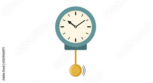 Retro Pendulum Clock with Swinging Bob, Time Measurement Concept
