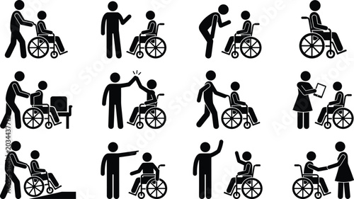 Schilderij op canvas Vector silhouettes of athletic soccer players kicking passing running and contro