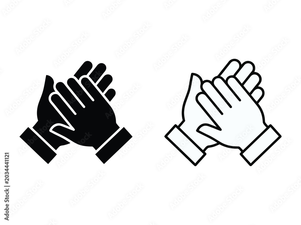 Obraz premium Two pairs of hands in black and white Vector, illustration