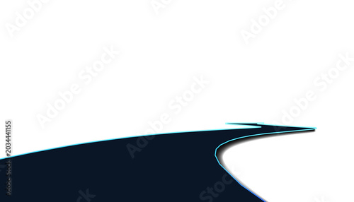 Bilde på lerret Curving dark road receding into the distance on a white background in bird eye v