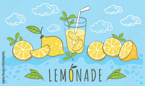 Schilderij op canvas Doodle lemonade background