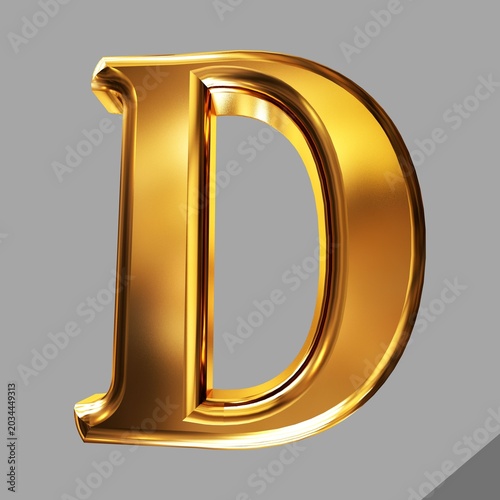 Bilde på lerret 3d golden font letter D